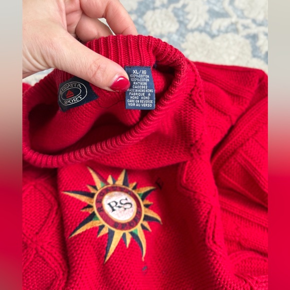 Vintage Nautical cable knit deep red sweater, crew neck by Regatta Sport size XL - Picture 6 of 10